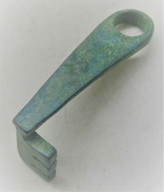 European Finds Ancient Roman Bronze Casket Key Circa 200 - 300ad