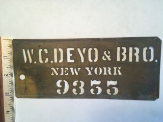 Antique Barrel Fruit Crate Brass /copper Stencil W.  C.  Deyo & Bro.  York 9355