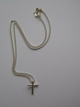 Rare Wright & Teague Sterling Silver Cross Fine Chain Necklace