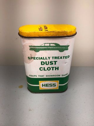 Rare Vintage Hess Jersey Auto Wax Treated Polishing Dust Cloth Tin Gas Oil