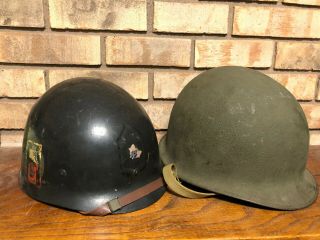 Rare Authentic Us 1st Army Ww2 Wwii M1 Combat Helmet With Insert