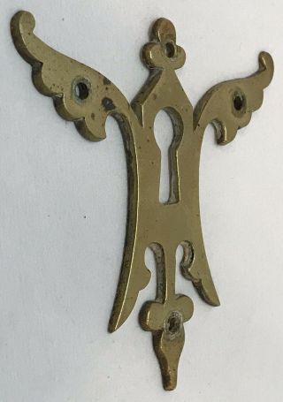 Antique 19th Century Solid Brass Lock Escutcheon 2