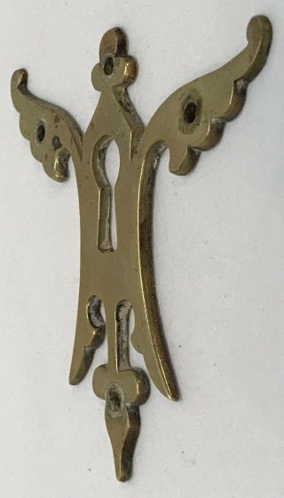 Antique 19th Century Solid Brass Lock Escutcheon 3
