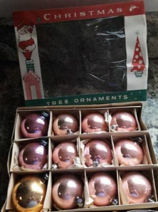 10 Large Vintage Antique Poland Fantasia Pink Christmas Ornaments 2 Shiny Brite