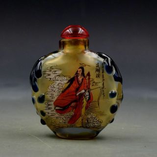 Antique Chinese Glass Internal Hand - Painted Man Snuff Bottles P209