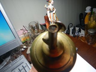 Antique MID 1800 ' S Brass Whale Oil Lamp GARDON FRANCE OLD WICK GOOD TURNER 3