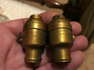 Antique Bryant Candelabra Pull Chain Lamp Sockets Rare Set Of 2