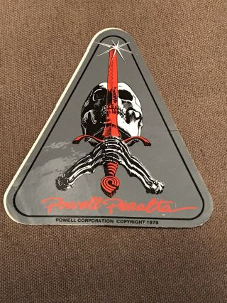 Vintage Powell Peralta Skateboard Sticker Skull & Sord Triangle