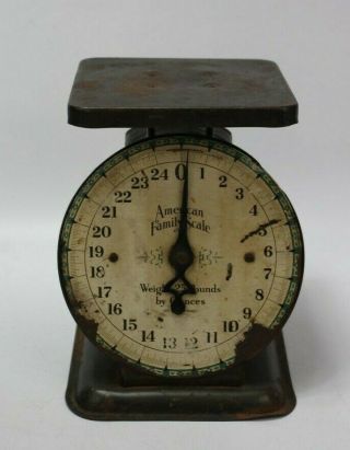 Vintage American Family Metal Kitchen Food Table Countertop Scale 25 Lb
