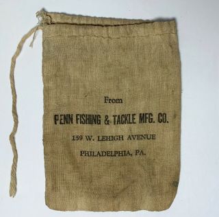 Early Penn Fishing & Tackle Mfg.  Co.  Reel Bag Hard To Find Vintage