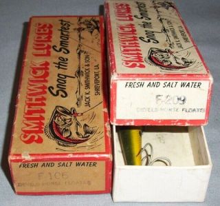 TWO SMITHWICK DEVELS HORSE LURE BOXES 1 WITH LURE 3