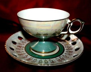 Vintage Empress Hand Painted Pedestal Tea Cup & Saucer