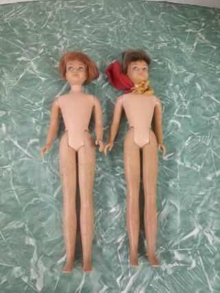 2 Vintage 1963 Mattel Barbie Skipper Dolls Straight Leg