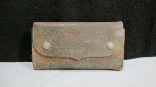 Rare Vintage Tooled Leather Fly Fishing Fly Wallet Case Mountain Cabin Find