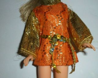 Clone Doll Clothes Barbie Maddie Mod Tressy Sindy Gold Orange Lame Mini Dress