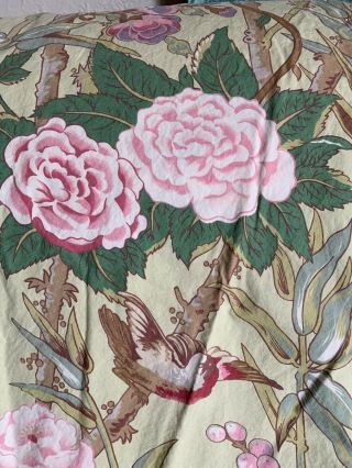 Gorgeous Pottery Barn Birds Floral Sz.  Full/queen Pink/green Duvet Cover Rare