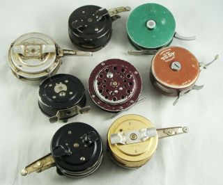 Group of 8 Old Vintage Fly Reels - AUTOMATIC & SINGLE ACTION - Several Makers 2