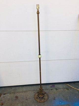 Vintage Antique Floor Lamp Spiral Pole Cast Iron Base 58” Tall