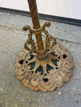 Vintage Antique Floor Lamp Spiral Pole Cast Iron Base 58” Tall 2