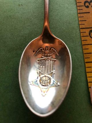 Antique Sterling Silver Spoon G.  A.  R.  Grand Army Of The Republic Founded 1866 20g