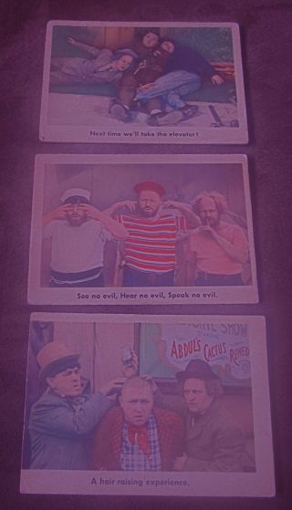 3 Rare Vintage 1959 Three Stooges Fleer Gum Non Sports Cards