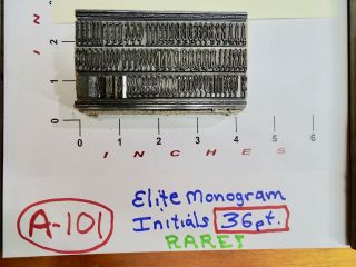 Letterpress Type - 36 Pt.  Elite Monogram Initials - Extremely Rare (atf)