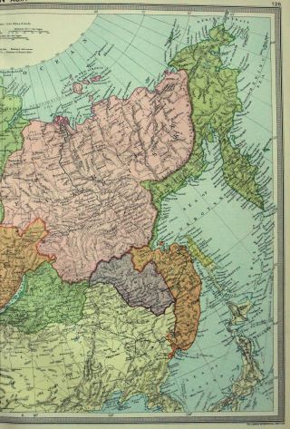 1926 Map of Northern Asia by George Philip & Son.  Siberia Russia 3