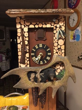 Vintage Rare Bear Country Cabin Cuckoo Clock Germany