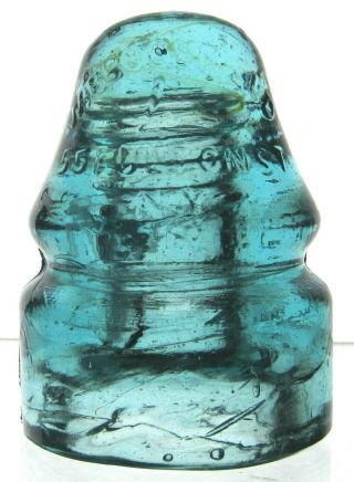 Cd 133 Aqua W.  Brookfield Antique Glass Telegraph Insulator Fulton Cauvet 4