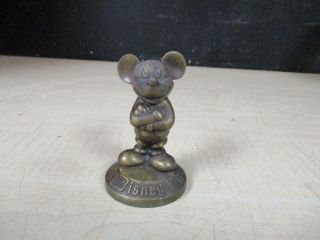 Rare Vintage Early Walt Disney World Mickey Mouse - Brass - Bronze? Figurine - Statue