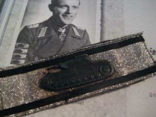 German tank arm badge magnetic on ribbon WW II rare award of Wehrmacht 2