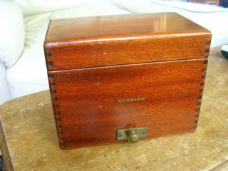 Vtg/antique Shaw & Walker Dovetail Wooden Index Card File Recipe Box