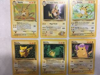 Pokemon Card Game Rare Holographic Raichu Set,  Base/fossil 14/102