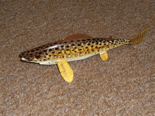 Rare Retired Carl Christiansen Painted Brown Trout 8 " Fishing Decoy - Beauty