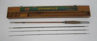 Vtg Kiraku & Co Japan Grampus Split Bamboo Fishing Rod