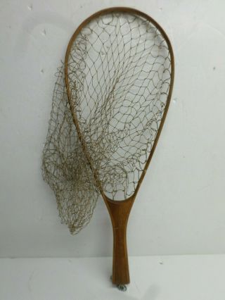 Vintage Wood Fish Landing Net W/ Metal Clip