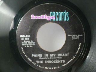 Rare Doo Wop 45 " The Innocents - Pain In My Heart/ When I Become A Man Indigo - 132
