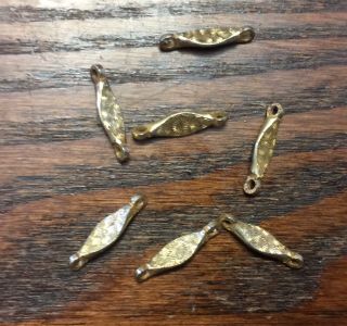 Vintage M Haskell Gold Florentine Texture Marquise Kite Metal Bead Link Findings