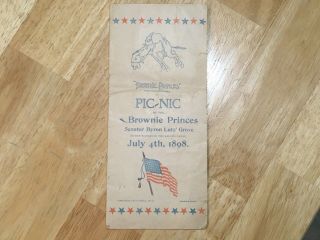 Rare July 4th 1898 Brownie Circleville Ohio Senator Lutz Flag Picnic Brochure