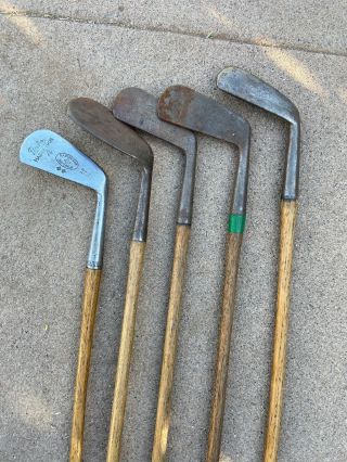 5 - Antique Vintage 1920 ' s Hickory Wood Shaft Golf Clubs Typical Found 3
