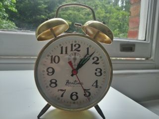 Very Rare Vintage Antique Bentima Alarm Clock Mechanically Charged Full