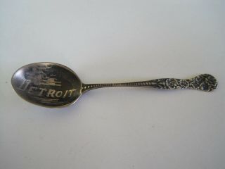 Souvenir Sterling Silver Spoon Detroit Michigan Antique Or Vintage
