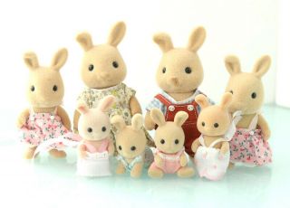 Sylvanian Families Ivory Rabbit 8 Dolls Epoch Japan Vintage Calico Critters