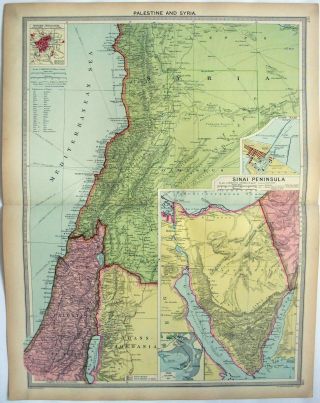 1926 Map Of Palestine & Syria By George Philip & Son.  Vintage