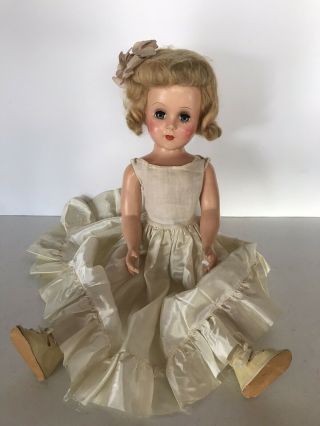 Vintage 17 " 1950s Unmarked Ideal Or R&b Hard Plastic Doll,  Blond Hair