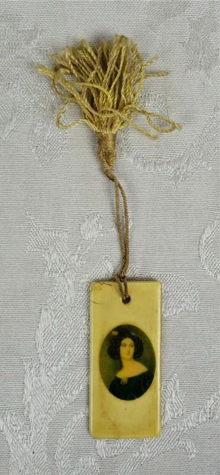 Antique 19th C Victorian Light Celluloid Bookmark Litho Woman