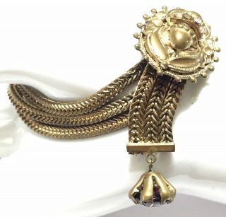 Victorian Etruscan Mesh Slide Amethyst Drop Tassel Crystal Seed Pearl Bracelet