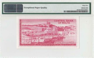 1967 CENTRAL BANK OF MALTA 10 SHILLINGS RARE ( (PMG 65 EPQ)) 2