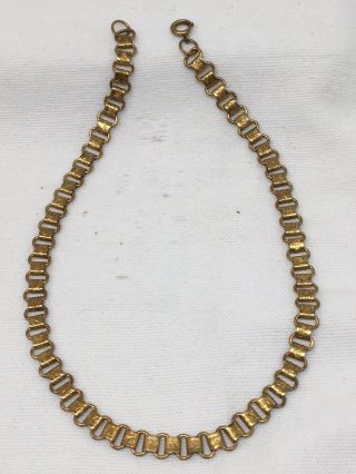 Antique Victorian Book Chain Bookchain Pinchbeck Gold Tone Necklace Choker 16”