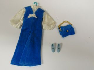 Vintage Topper Dawn Doll Blue And White Outfit With Shoes And Pockebook